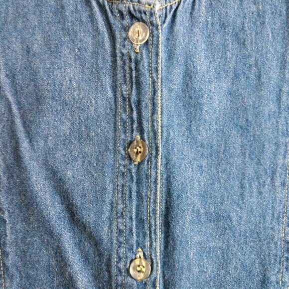 Mira Max Women's Blue Jean Embroidered Short Sleeve Button Up Shirt S Small - Picture 6 of 7